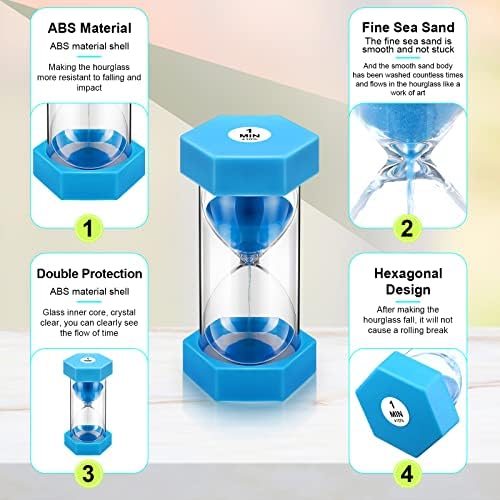 Yunsailing 9 Packs Sand Timer Hourglass 1-60 Minutes Visual, Classic Colors
