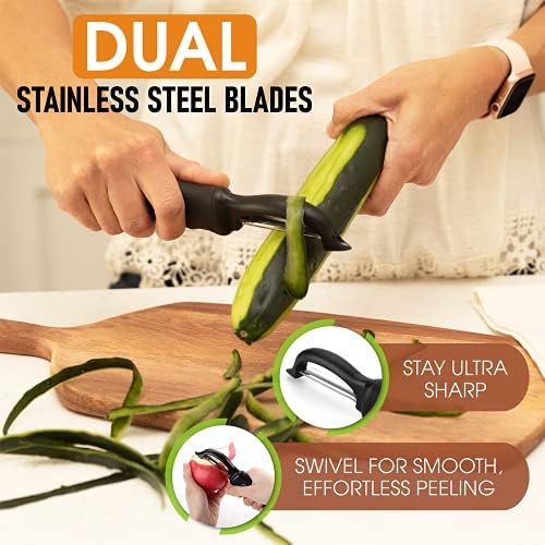 Spring Chef Premium Swivel Vegetable Peeler & Handheld Zester - 2 Product Bundle - Black