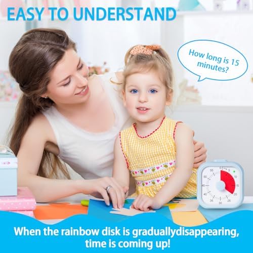 Visual Timer for Kids 60 Minute Countdown Timer Silent Operation for Classroom Study Office Kitchen Kids Timer Teaching (Blue)