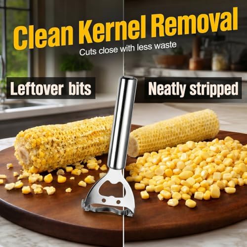 Stainless Steel Corn Peeler, Corn Cob Stripper Tool (1, Silver)