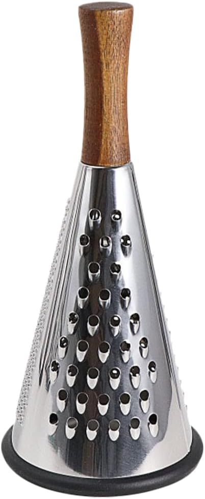 Manual Cheese Grater 3-Sided Stainless Steel Grater with Wood Handle Ergonomic Hand Tool for Cheese Fruit and Melon