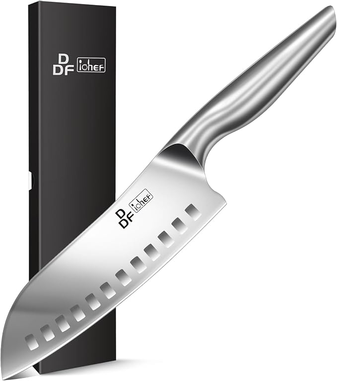DDF iohEF Kitchen Knife, Chef's Knife In Japanese Stainless Steel Professional Santoku Cooking Knife, 7 Inch Non-slip Ultra Sharp Knife with Ergonomic Handle