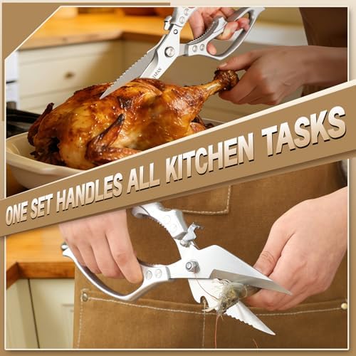 HUUSK Kitchen Scissors All Purpose, Multifunction Kitchen Shears 2 Pack