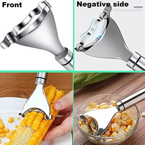 2PCS Magic Corn Peeler, Corn Stripper Corn Cob Stripper Tool ,Premium Stainless Steel Corn Thresher with Ergonomic Handle, Kitchen Gadget
