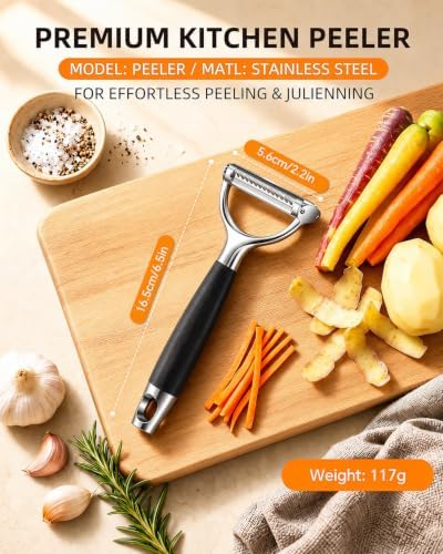 Julienne Peeler Vegetable Peeler, 2-Pack 2-in-1 Dual-Blade Y Peelers