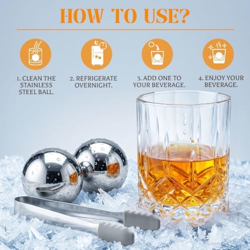 JOVIPOP Whiskey Stones Set, Gifts for Men Dad, 55mm Balls