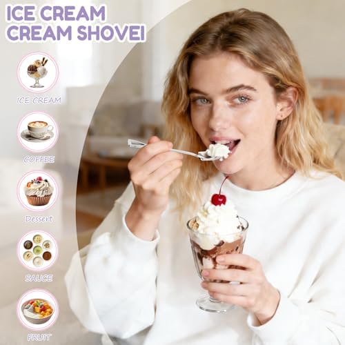 Custom Spoon, 2-100Pcs Engraved Ice Cream Scoop Shovel with Name/Image/Text Special Gifts for husband Wife Mom Dad, Personalized Stainless Steel Dessert Spoon for Anniversary Mother Day (Gold)