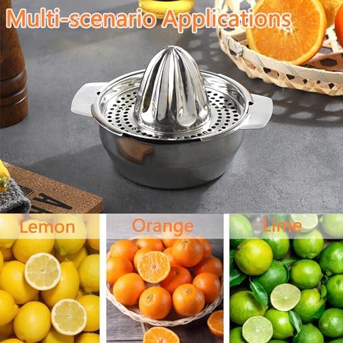 Orange Juicer Squeezer : Small Manual Lemon Squeezer for Home Use,Mini Orange Citrus Juicer with Fruit Pulp Filter Screen and Stainless Steel Bowl