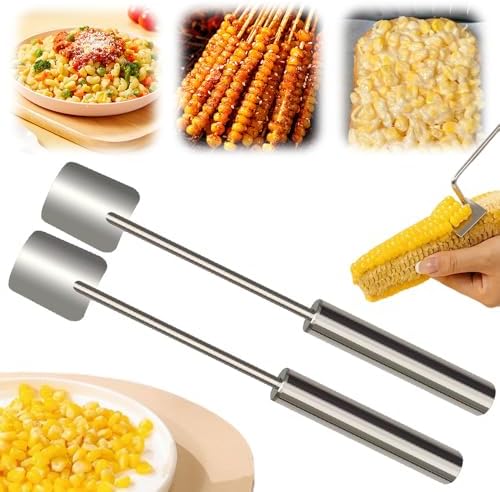 Easy Clean Corn Cob Peeler, 2025 New Corn Peeler for Corn on the Cob, Long Handle Stainless Steel Corn Stripping Tool for Home Kitchen (2 PCS)
