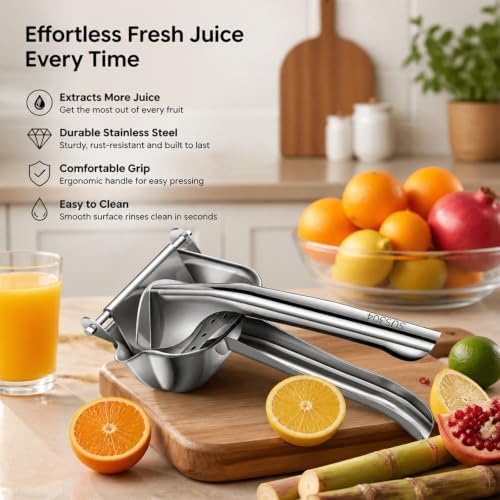 Manual Juicer Set - 304 Stainless Steel - With 10 Filter Bags & Food Tongs