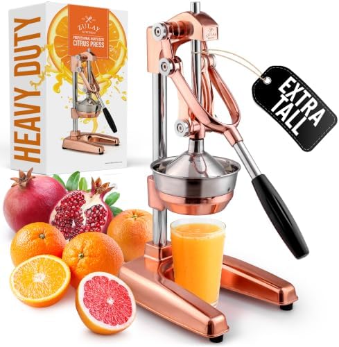 Zulay Professional Citrus Juicer - Premium Manual Citrus Press and Orange Squeezer - Metal Lemon & Lime Squeezer - Extra Tall Heavy Duty Cast Iron Manual, Rose Gold