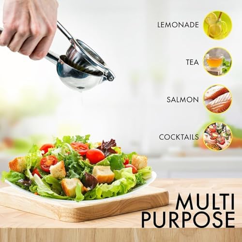 Lemon Squeezer Stainless Steel Large Manual Citrus Press Juicer | Heavy Duty, Solid Metal, Squeezer Bowl, Lime Squeezer