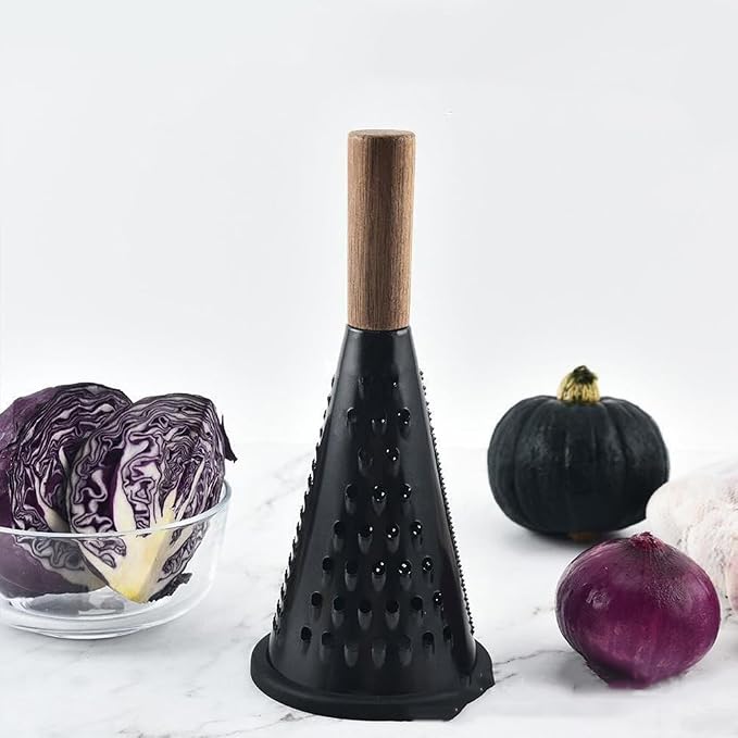Luxshiny Stainless Steel Cone Grater with Comfortable Handle - 10.03 Inch Food Grater for Cheese Vegetables Garlic Potato and Ginger - Kitchen Slicer and Grating Tool