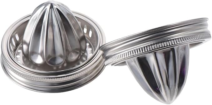 1/2pcs Simple Manual juicer Stainless Steel Lemon Squeezer,3.38 Inch Mason Jar Juicer Lid,Dishwasher Safety Kitchen Manual Juice Compressor(2pcs)