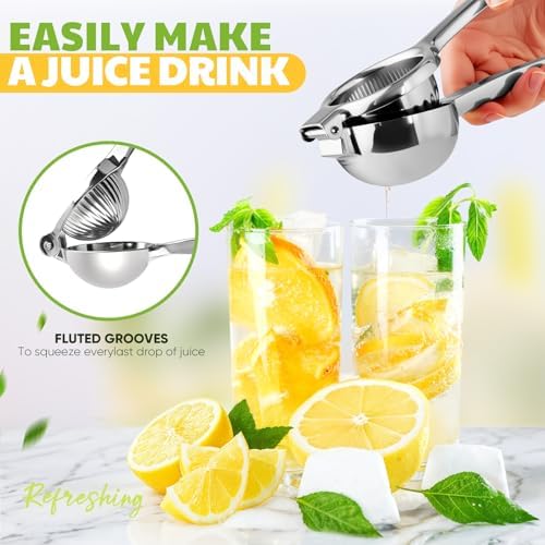 Lemon Squeezer Extra Large, Lemon Squeezer Juicer Stainless Steel, Heavy Duty Manual Citrus Juicer Hand Press, Kitchen Tools Lime Squeezer Bar Tool, Easy to Clean Metal Lemon Hand Press