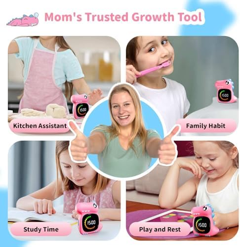 Pink Dinosaur Visual Timer for Kids, Girls Potty Training Timer