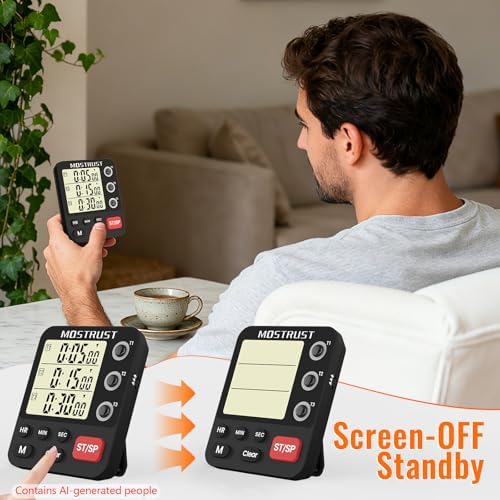 Digital Dual Kitchen Timer, Multiple Channels Countdown Timer