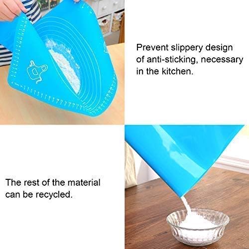 Silicone Baking Mat with Measurements, 19.69 By 15.75 Inch Large Non-Stick Pastry Mat for Rolling Dough, Liner Heat Resistance Pad Pastry Board, Reusable Baking Mat for Cooking Lovers- Blue