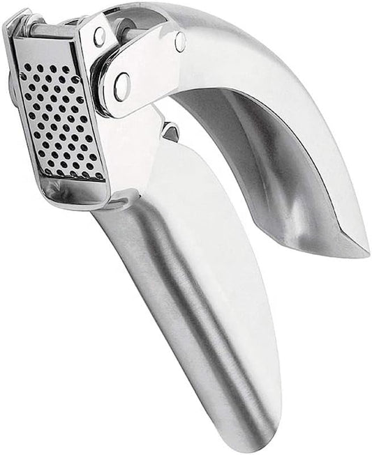 No Peeling Required Garlic Press Stainless Steel with Detachable Handle for Fine Mincing - Premium Garlic Mincer Tool, Rust-Proof, Easy to Clean, Dishwasher Safe Garlic Crusher with 5-Year Warranty