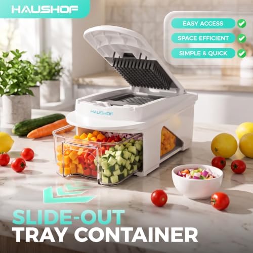 HAUSHOF All-in-1 Vegetable Chopper and Mandoline Slicer,13 Blades