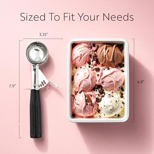 Restaurantware 1.1 Ounce Portion Scoop, 1 Trigger Release Stainless Steel Cookie Scoop - With Black Handle, Stainless Steel Disher, For Portion Control, Cookie Dough, Cupcake Batter, Or Ice Cream