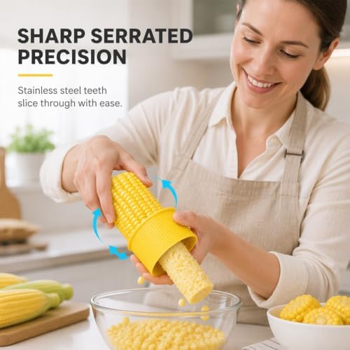 Corn Peeler, 2027 New Corn On the Cob Stripper Tool (Yellow+Blue+Beige)