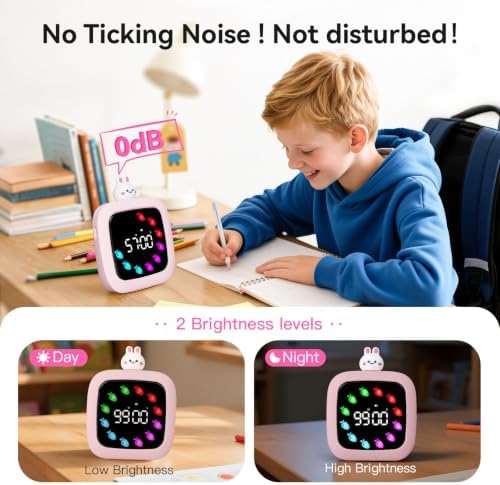 Yunbaoit Digital Visual Timer for Kids, 99-Minute Countdown, Rechargeable