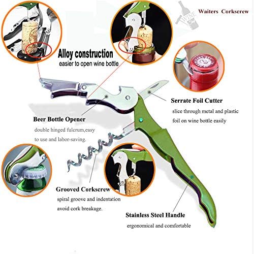 Professional Waiter Corkscrew Wine Openers Set (4 PCS),Upgraded With Heavy Duty Stainless Steel Hinges Wine Key for Restaurant Waiters, Sommelier, Bartenders