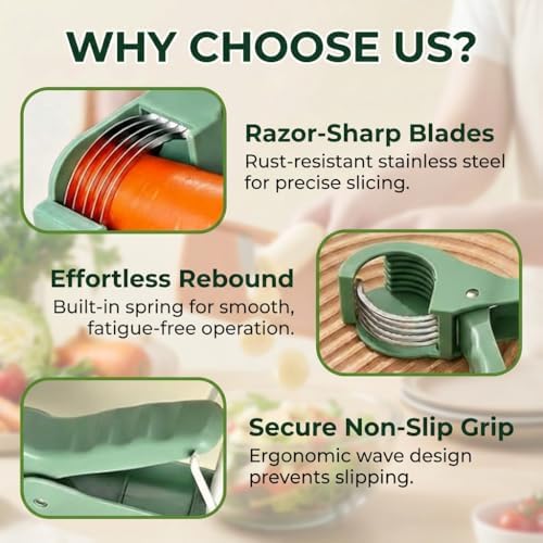 2 Pcs Multifunctional Fruit and Vegetable Slicer with 2 Portable Hooks, 2026 Upgraded Food Manual Slicer, Ideal for Banana, Sausages, Cucumbers, Strawberries, Essential Stuff for Kitchen or Camping