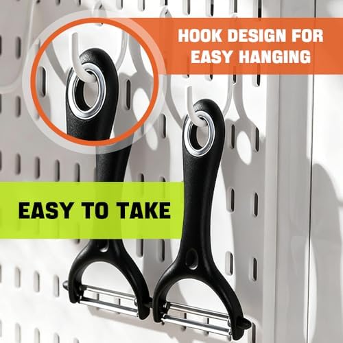 4 Pack Vegetable Potato Peeler for Kitchen,Ergonomic Soft-Touch Handle-Black (Black, 4 Pack)