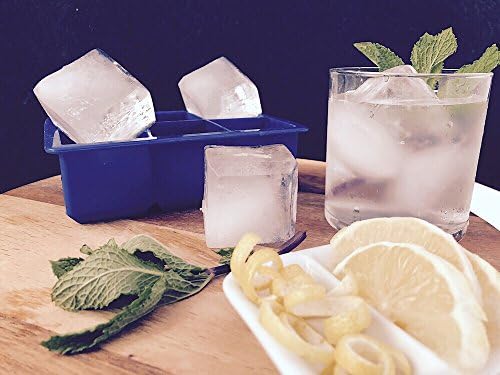 Silicone Ice Cube Trays by M. Gastro Kitchens, SAVE WITH OUR ECONOMY 4 PACK, Extra Large Ice Cubes, Space Saving Design, 6 Cavity (Midnight Blue with 4 Lids)
