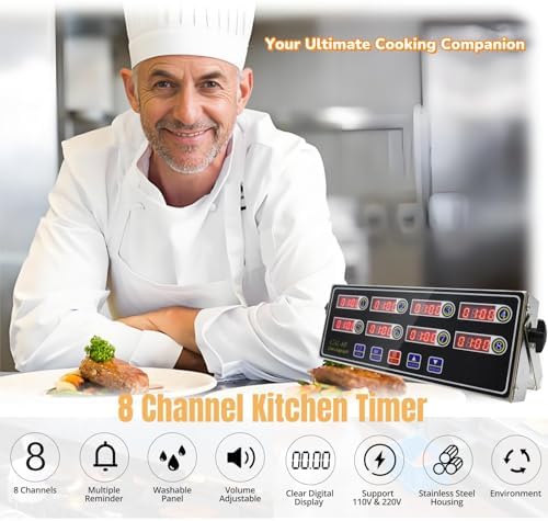 8 Channel Kitchen Timer, Digital Timer Cooking Timer for Cooking