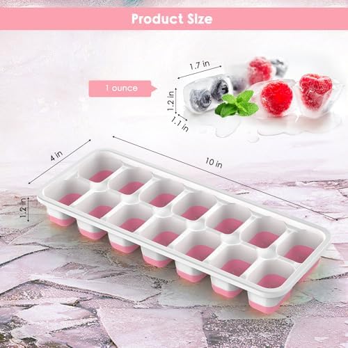 Ice Cube Tray with Lid, 4 Pack Silicone & Plastic Ice Cube Trays for Freezer, BPA Free, Stackable Ice Maker Trays for Freezer, Easy-Release and Flexible Ice Trays for Cocktail, Coffee, Tea