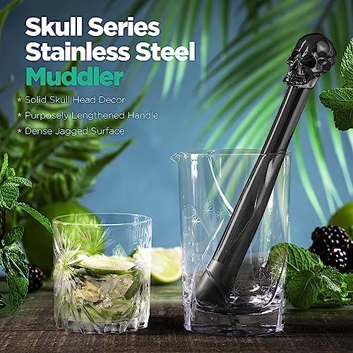 Homestia 4 Pcs Muddler for Cocktail, Bar Tools Set, Halloween Skull Decor