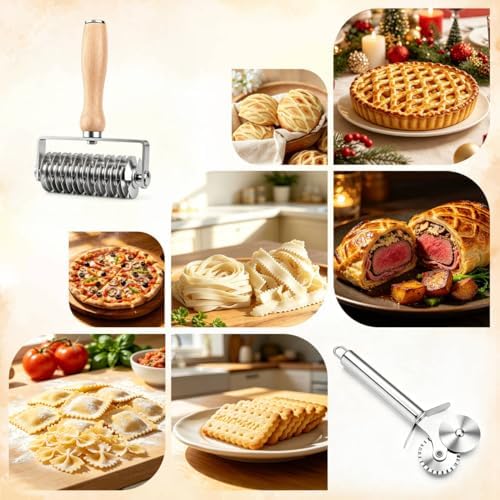 Stainless Steel Pastry Lattice Roller Cutter Pastry Cutter Double Wheel Kit