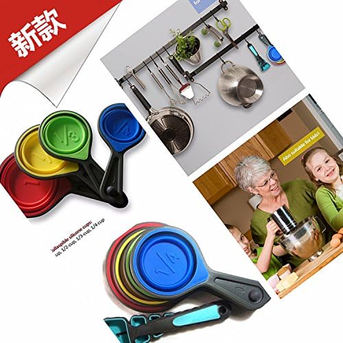 Silicone Collapsible Measuring Cup- 8 pcs Collapsible Food Grade Silicone Measuring Cups and Spoons Set