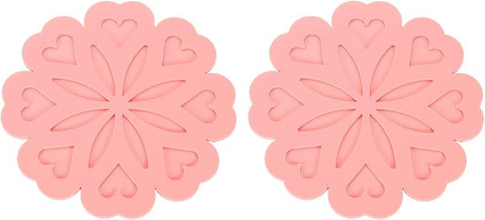 uxcell 2Pcs Silicone Trivet Mats, Flower Pattern Silicone Pad Hot Pad Pan Protectors Table Protector Heat Resistant Mat for Countertop, Hot Dishes, Hot Pots and Pans, Pink