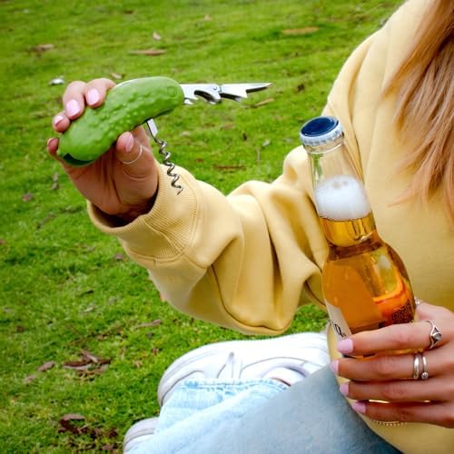 Genuine Fred PICKLED Corkscrew, Multi,function bar tool, Double,hinged lever corkscrew and foli cutter, Great gift