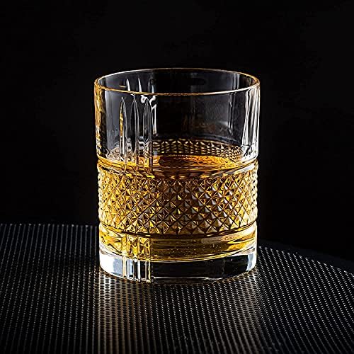Whiskey Stones & Old Fashioned Cocktail Glass Gift Set - 6 Handcrafted Granite Round Chilling Rocks - Crystal Reserve Whiskey Glasses (10oz) - Hardwood Presentation Tray - Gold Foil Box
