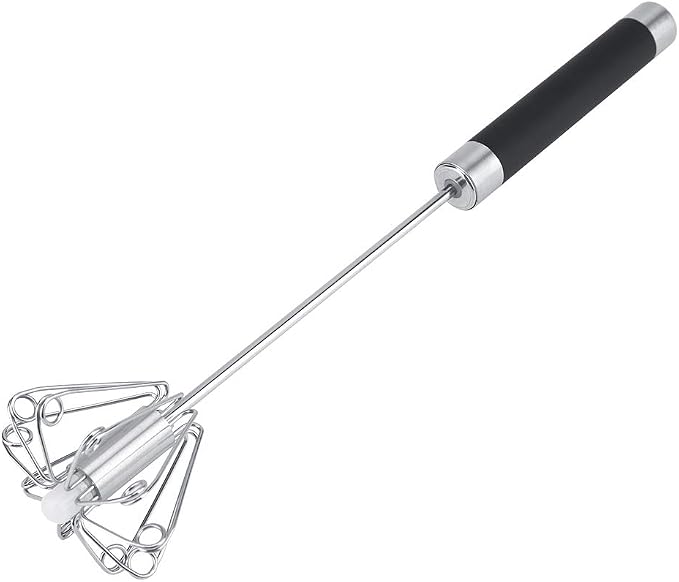Fdit Rotatable Stainless Steel Kitchen Mixer Balloon Egg Beater Whisk for Whipping Manual Milk Cream Whisk Stirring Egg Tools