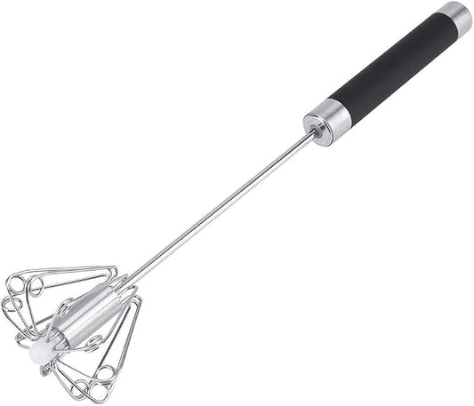 Fdit Rotatable Stainless Steel Kitchen Mixer Balloon Egg Beater Whisk for Whipping Manual Milk Cream Whisk Stirring Egg Tools