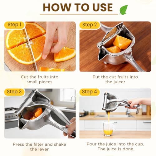 Fruit Juice Squeezer, Lemon Squeezer Manual, Non-Slip Ergonomic Grip, Easy to Use & Clean, 2026 New Upgraded Efficient Extraction of Citrus, and Other Fruits