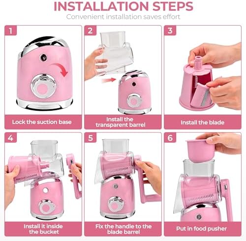 SUSTEAS Rotary Cheese Grater Hand Crank, Kitchen Shredder Vegetable Slicer