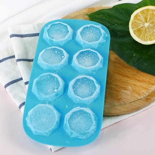 Webake 2 Pack Ice Cube Trays Diamond Shape 8 Cavity Reusable Silicone Ice Cube Mold, Crayons Wax Resin Chocolate Candy Molds