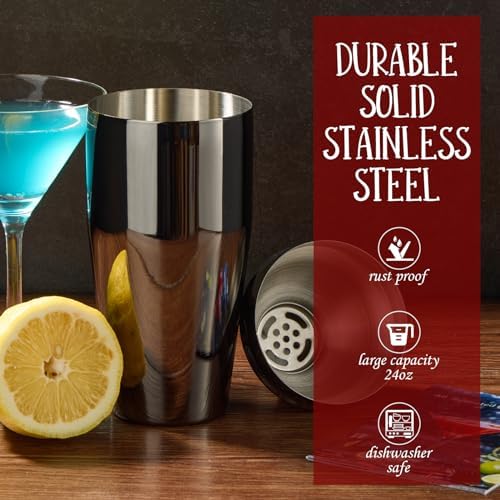 Wukuna Cocktail Shaker Set Bartender Kit, 12-Pcs Bar Tool with Bamboo Stand