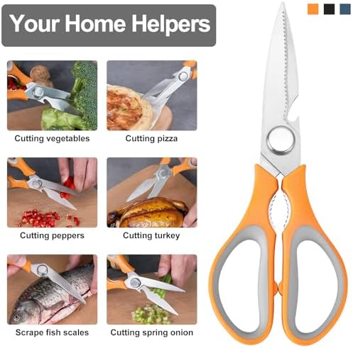 3-Pack Kitchen Shears Heavy Duty All Purpose Stainless Steel Scissors Dishwasher Safe Cooking for Meat, Chicken, Fish, Vegetable