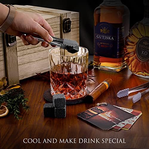 Whiskey Stones Set for Men Husband Dad Boyfriend Him for Birthday Wedding Anniversary Valentine's Day Drinking Gifts for Father's Day Housewarming, Special Present for Liquor Bourbon Scotch