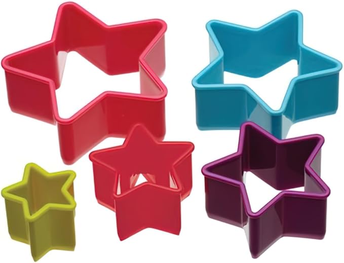 Colourworks CWCUTSTAR KitchenCraft Set of 5 Plastic Star Shaped Cookie Cutters