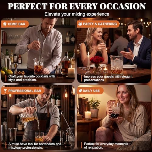Dandat 2 Pcs 24 oz Cocktail Mixing Glass Thick Base Stirring Glass, Diamond