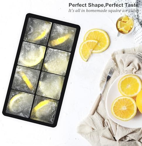 Bangp Large Ice Cube Tray for Whiskey,2 Pack,16 Slow-melting 2"Square Cubes